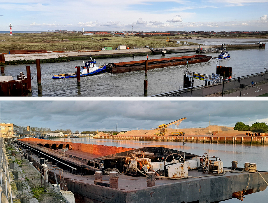 collage aanvoer buispalen bouw bouwkuip rechter oever